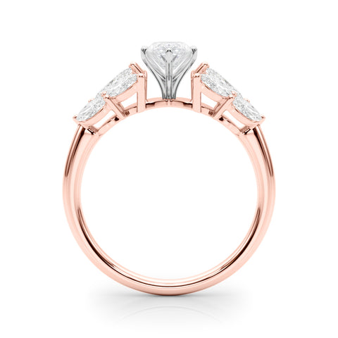 Rose gold Marquise Diamond Cluster Leaf Design Ring with Prong Setting