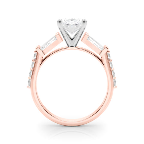 Rose gold Oval Solitaire Baguette Side Stone Channel Set Engagement Ring