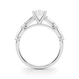 10K White Gold 1.57 Carat E VS1 Emerald Solitaire with Side Baguettes and Channel Set Band