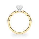 18K Yellow Gold 4.06 Carat E VVS2 Pear Solitaire Diamond Ring with Bezel Set Side Stones and Prong Setting