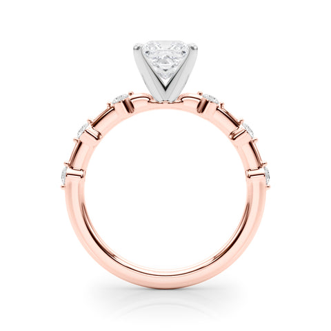 Rose gold Princess Solitaire Diamond Ring with Bezel Set Side Stones and Prong Setting