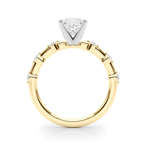 Yellow gold Princess Solitaire Diamond Ring with Bezel Set Side Stones and Prong Setting