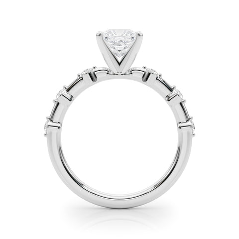 White gold Princess Solitaire Diamond Ring with Bezel Set Side Stones and Prong Setting