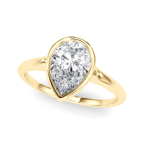 Yellow gold Bezel Set Pear-Shaped Solitaire Ring
