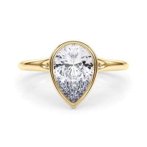 Yellow gold Bezel Set Pear-Shaped Solitaire Ring