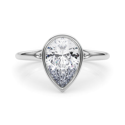 White gold Bezel Set Pear-Shaped Solitaire Ring