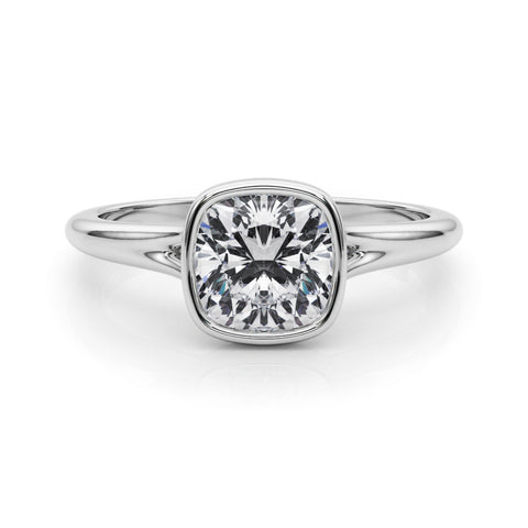 White gold Bezel Set Cushion Cut Solitaire Ring