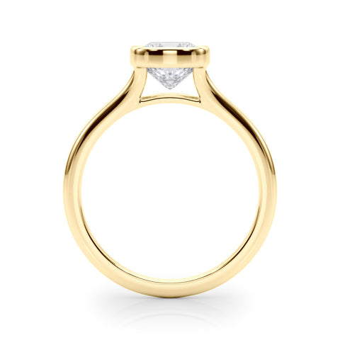 Yellow gold Bezel Set Cushion Cut Solitaire Ring