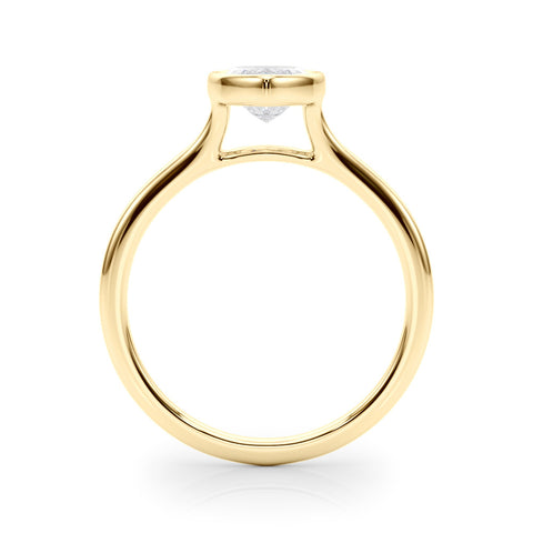 Yellow gold Bezel-Set Marquise Solitaire Ring with Smooth Band