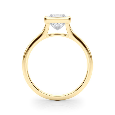 Yellow gold Bezel Set Princess Cut Solitaire Engagement Ring