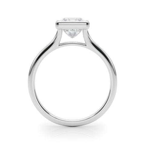 White gold Bezel Set Princess Cut Solitaire Engagement Ring