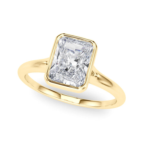 Yellow gold Bezel Set Radiant Cut Solitaire Ring