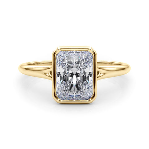 Yellow gold Bezel Set Radiant Cut Solitaire Ring