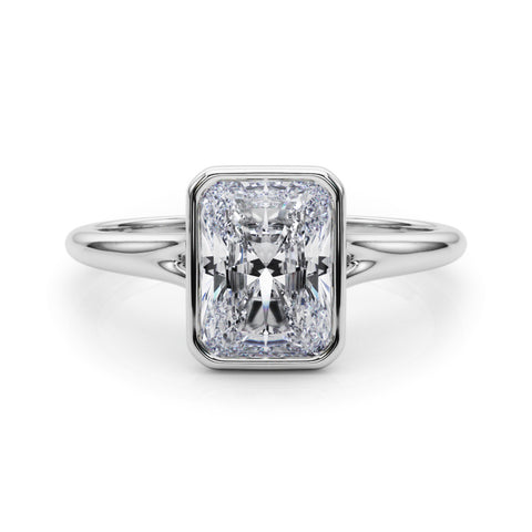 White gold Bezel Set Radiant Cut Solitaire Ring