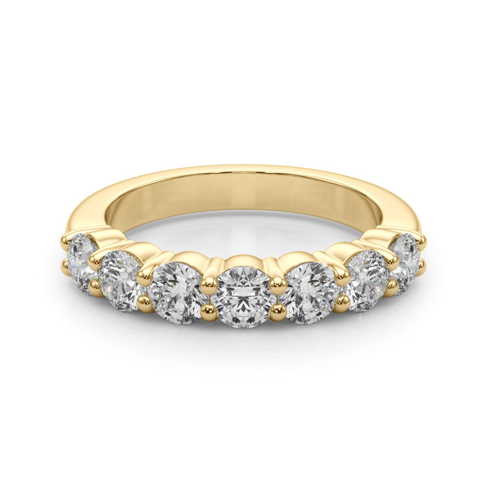 Yellow gold Round Diamond Prong Set Half-Eternity Band 2