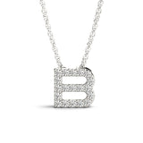Silver Pavé Round Diamond Prong-Set Initial Pendant