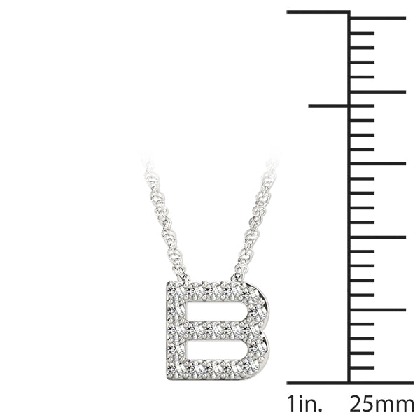 Silver Pavé Round Diamond Prong-Set Initial Pendant