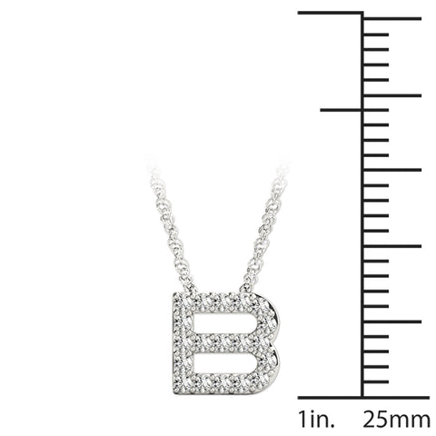 White gold Pavé Round Diamond Prong-Set Initial Pendant