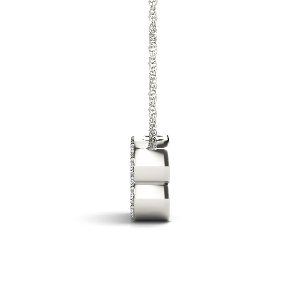 Silver Pavé Round Diamond Prong-Set Initial Pendant