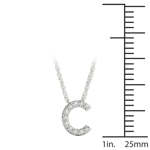 White gold Round Diamond Pavé C Pendant Necklace