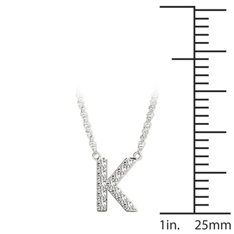 White gold Pavé Round Prong Set Initial Pendant