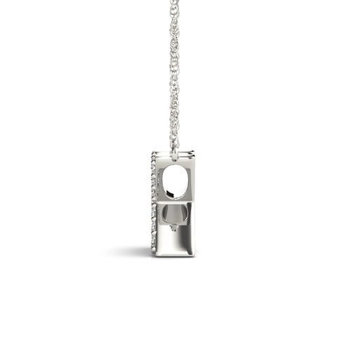 White gold Pavé Round Prong Set Initial Pendant