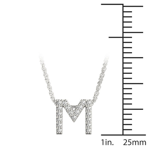 White gold Pavé Round Diamond Initial Pendant with Shared Prong Setting