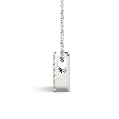 White gold Pavé Round Diamond Initial Pendant with Shared Prong Setting