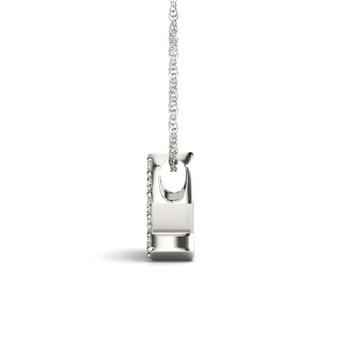 White gold Pavé Round Diamond Prong Setting Pendant