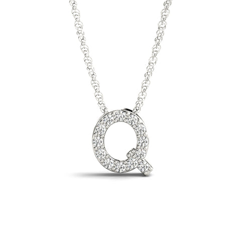 White gold Pavé Round Diamond Prong Setting Pendant