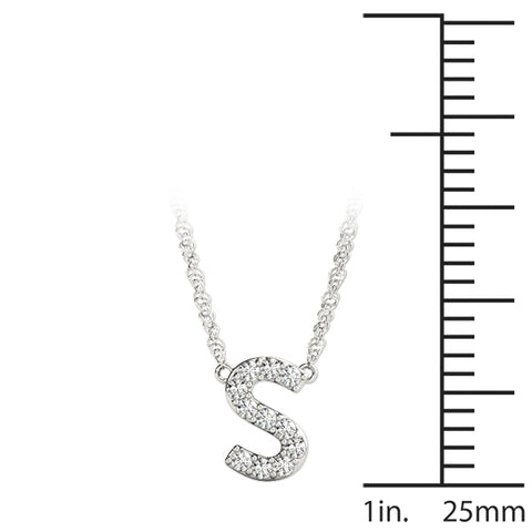 White gold Pavé Round Cut Diamond Initial Pendant
