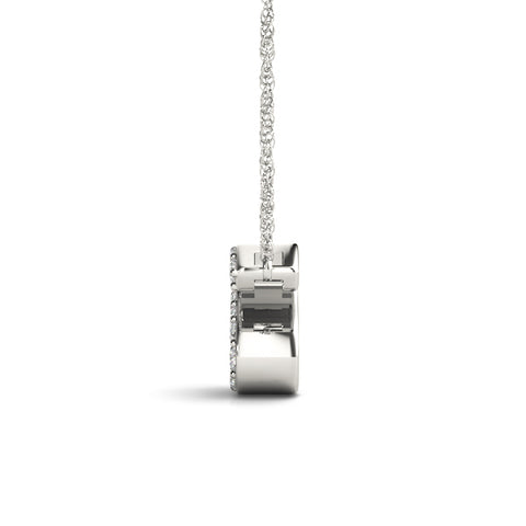 White gold Pavé Round Cut Diamond Initial Pendant