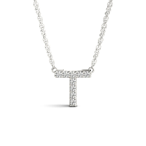 White gold Pavé Round Diamond Prong Set Pendant