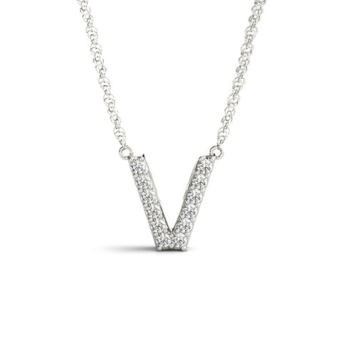 White gold Pavé Round Brilliant V Pendant