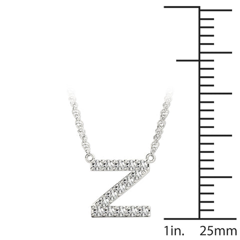 White gold Pavé Round Diamond Prong Set Initial Pendant