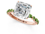 Dynamic Name Rose gold Asscher Cut Diamond Ring with Marquise and Round with Peridot side stone Side Stones and Four-Prong Setting_1