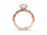 Dynamic Name Rose gold Asscher Cut Diamond Ring with Marquise and Round with Peridot side stone Side Stones and Four-Prong Setting_3