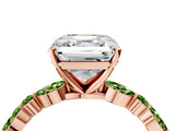 Dynamic Name Rose gold Asscher Cut Diamond Ring with Marquise and Round with Peridot side stone Side Stones and Four-Prong Setting_4