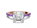 Dynamic Name Rose gold Asscher Cut Diamond Ring with Marquise and Round with Tanzanite side stone Side Stones and Four-Prong Setting