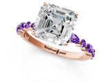 Dynamic Name Rose gold Asscher Cut Diamond Ring with Marquise and Round with Tanzanite side stone Side Stones and Four-Prong Setting_1