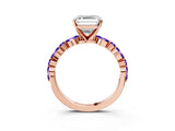 Dynamic Name Rose gold Asscher Cut Diamond Ring with Marquise and Round with Tanzanite side stone Side Stones and Four-Prong Setting_3