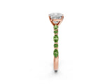 Dynamic Name Rose gold Cushion Cut Diamond Ring with Marquise and Round with Peridot side stone Side Stones and Four-Prong Setting_2