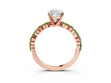 Dynamic Name Rose gold Cushion Cut Diamond Ring with Marquise and Round with Peridot side stone Side Stones and Four-Prong Setting_3