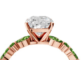 Dynamic Name Rose gold Cushion Cut Diamond Ring with Marquise and Round with Peridot side stone Side Stones and Four-Prong Setting_4