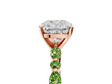 Dynamic Name Rose gold Cushion Cut Diamond Ring with Marquise and Round with Peridot side stone Side Stones and Four-Prong Setting_5
