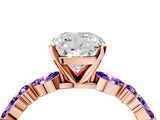 Dynamic Name Rose gold Cushion Cut Diamond Ring with Marquise and Round with Tanzanite side stone Side Stones and Four-Prong Setting_4