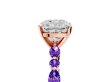 Dynamic Name Rose gold Cushion Cut Diamond Ring with Marquise and Round with Tanzanite side stone Side Stones and Four-Prong Setting_5