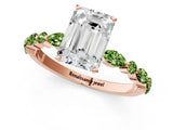 Dynamic Name Rose gold Emerald Cut Diamond Ring with Marquise and Round with Peridot side stone Side Stones and Four-Prong Setting_1