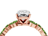 Dynamic Name Rose gold Emerald Cut Diamond Ring with Marquise and Round with Peridot side stone Side Stones and Four-Prong Setting_4