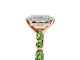 Dynamic Name Rose gold Emerald Cut Diamond Ring with Marquise and Round with Peridot side stone Side Stones and Four-Prong Setting_5